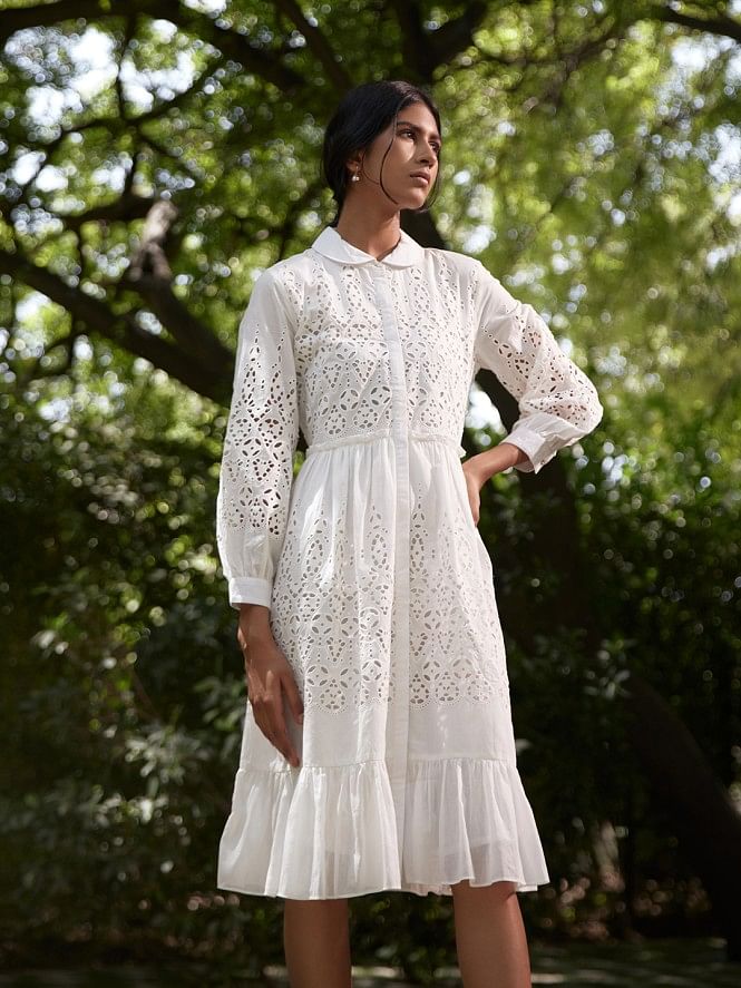 White Coloured Premium Lycra Knitted Printed Short Sleeves Women Party –  Royskart