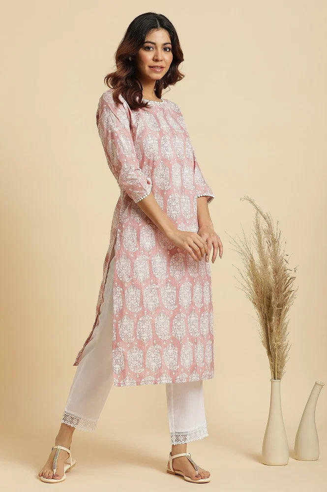 Buy Pink Paisley Printed Cotton Kurta Online - W for Woman