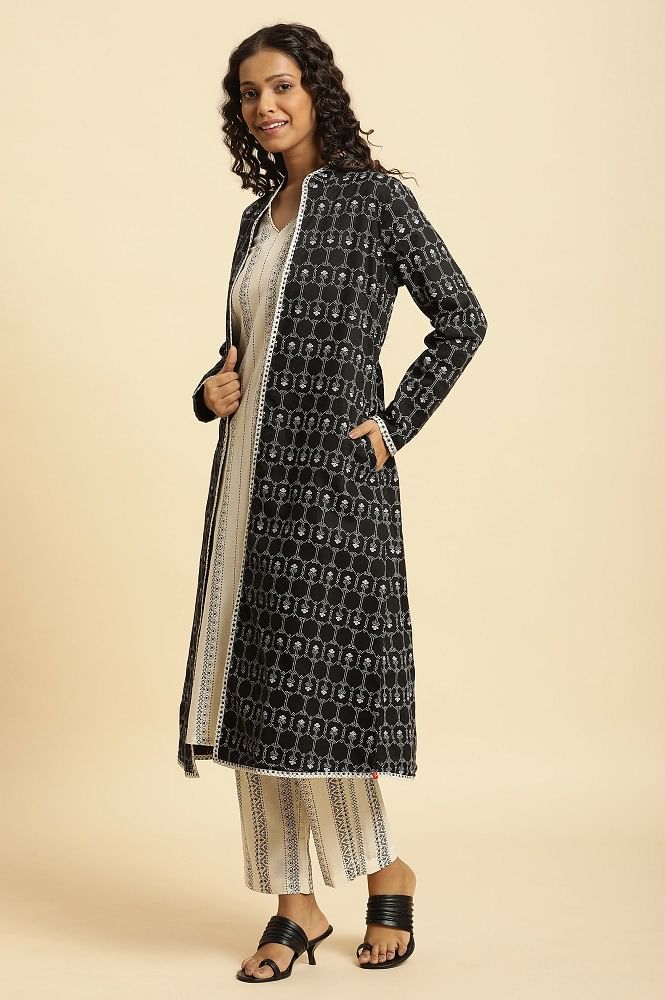 Black Straight Cotton Jacket Kurti With Embroidery, Wash Care: Handwash at  best price in Chandigarh