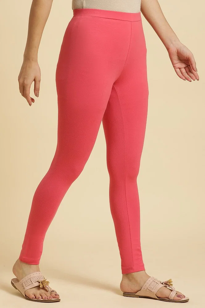 Buy Pink Cotton Jersey Tights Online - W for Woman