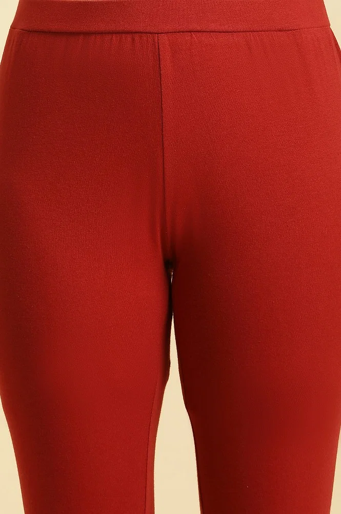 Buy Rust Red Knitted Solid Tights Online - Shop for W