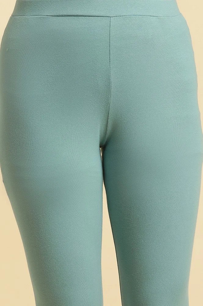 Buy Teal Blue Cotton Jersey Lycra Tights Online - W for Woman
