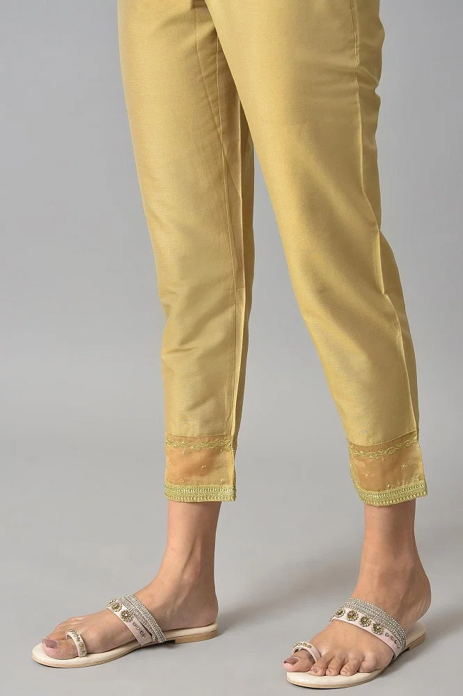 Women's summer Dressy pant set relaxed fit gold embroidered ecru size S New