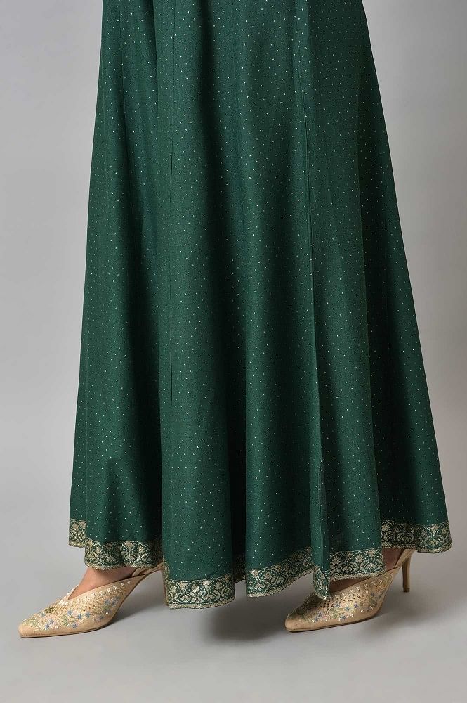 Parrot Green Embroidered Cotton Long Skirt - Rajasthani Sarees - 331633