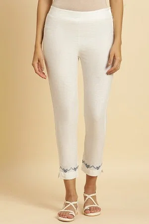 Buy Off White LivIn Striped Straight Formal Pants Online  FableStreet