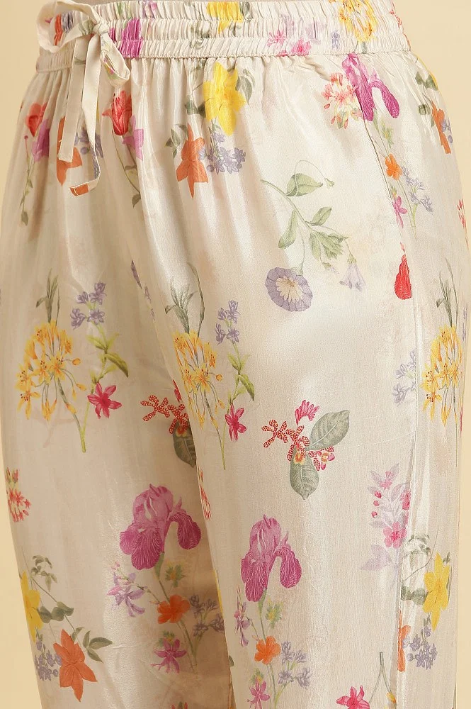 Buy Beige Floral Printed Pants Online - W for Woman