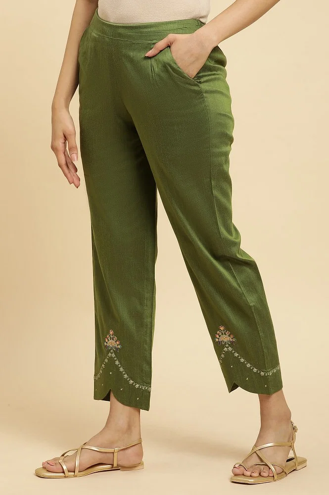 Olive Green Straight Pants
