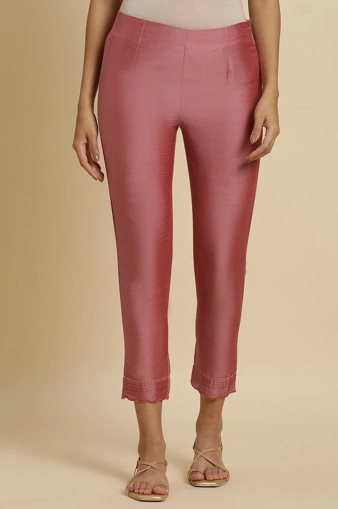 Buy Light Pink Solid Women Slim Pants Online - W for Woman