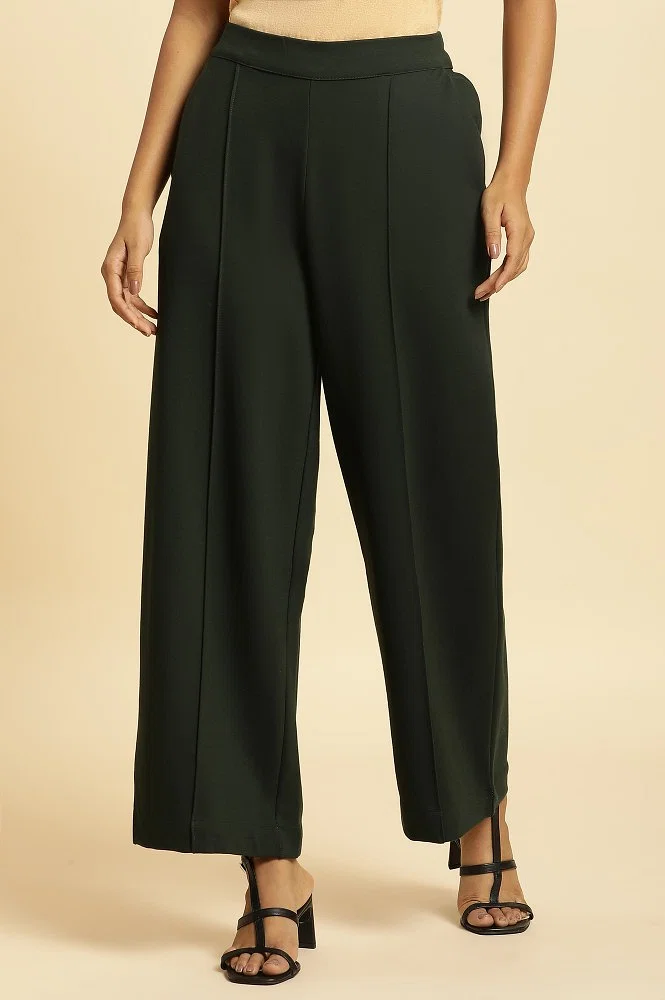 Buy Green Pin Tuck Trouser Pants Online - W for Woman