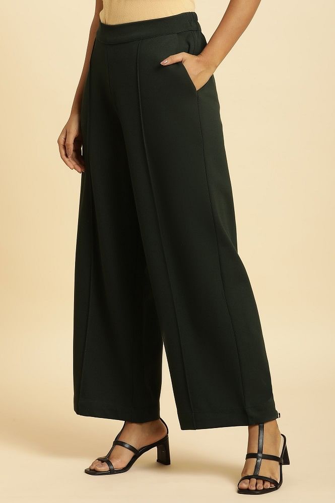 Buy Green Pin Tuck Trouser Pants Online - W for Woman