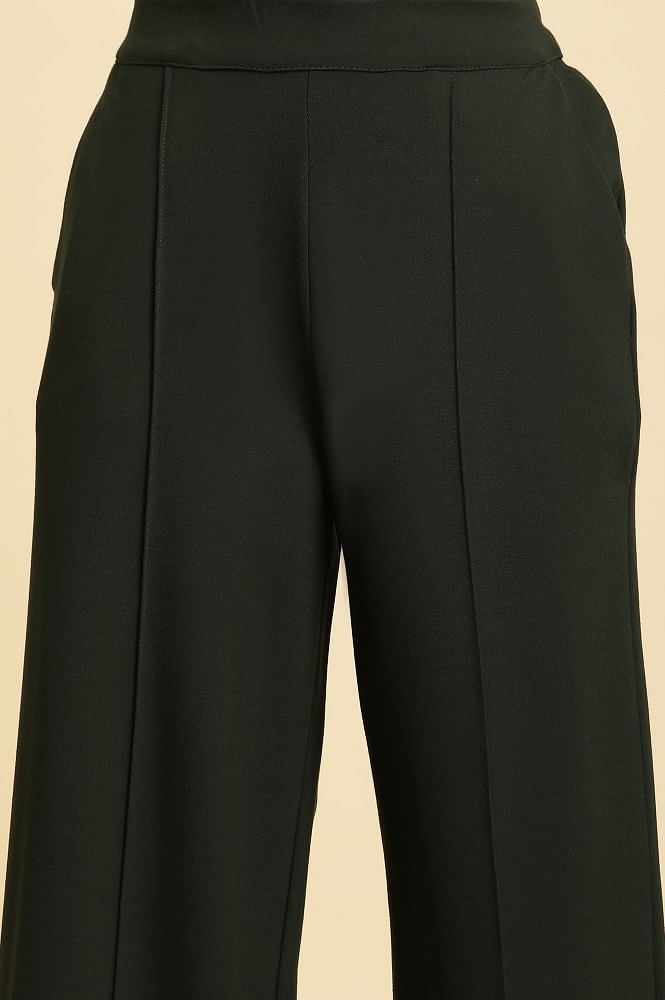 Green Pin Tuck Trouser Pants