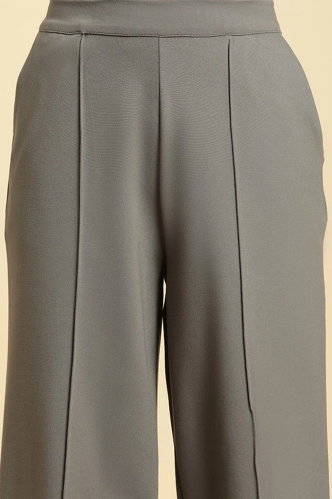 Buy Grey Pin Tuck Trouser Pants Online - W for Woman