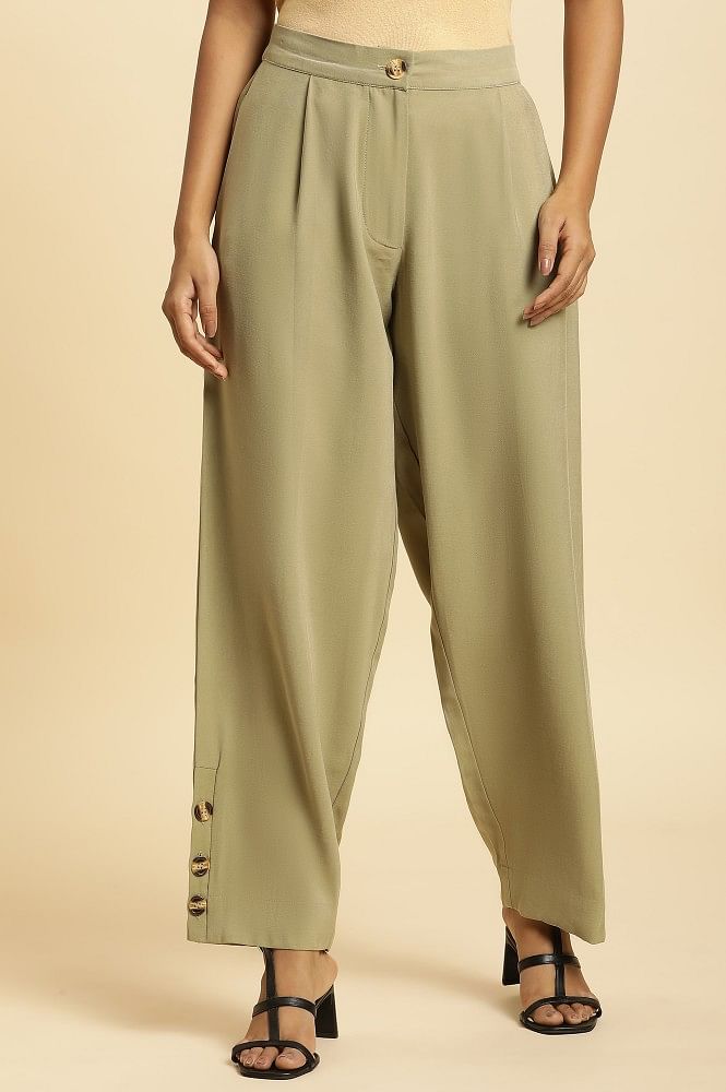 Khaki Buckle Detail Cargo Trouser | Trousers | PrettyLittleThing