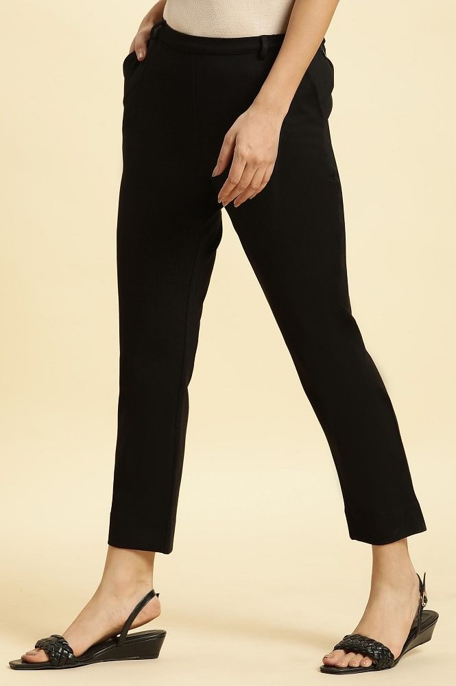 Stretch-Cotton Slim-Fit Drawstring Trousers Black