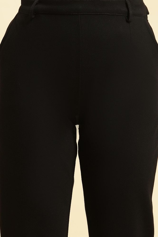 Mazari Mens Solid Black Slim Fit Flat Front 4 Way Stretch Dress Pants | The  Suit Depot