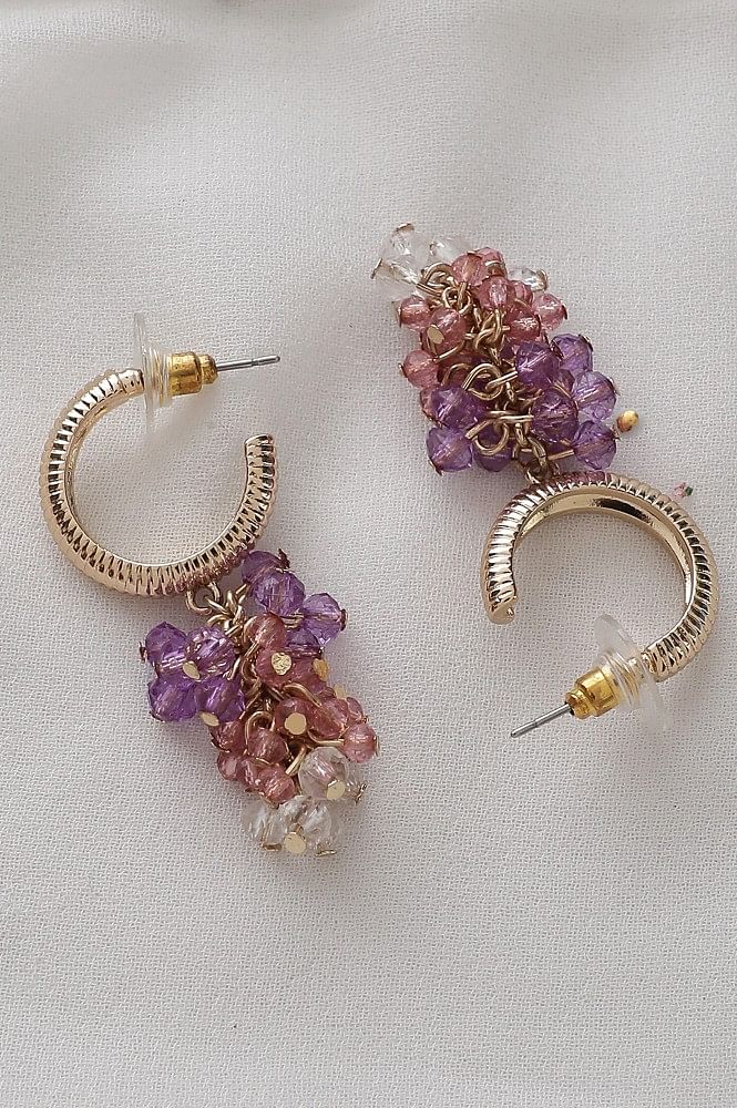 Buy A2S2 Purple Color Hoop Earrings for Women Gold/Silver Plated Shiny  Rhinestone Crystal Big Round Circle Earring. Online In India At Discounted  Prices