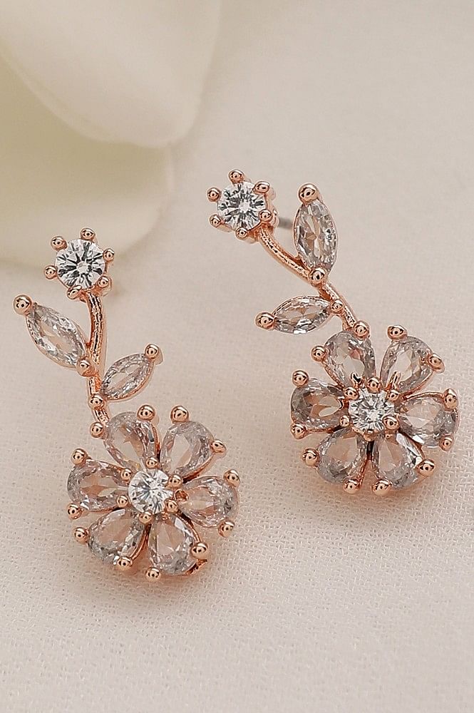 Trendy Gorgeous White gold color 3D Big Multilayer flower Red Stone Stud  Earrings Women Gift For Female Jewelry Wedding Party