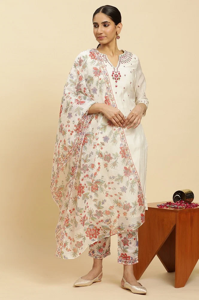 Ecru Chanda Embroidered Dress