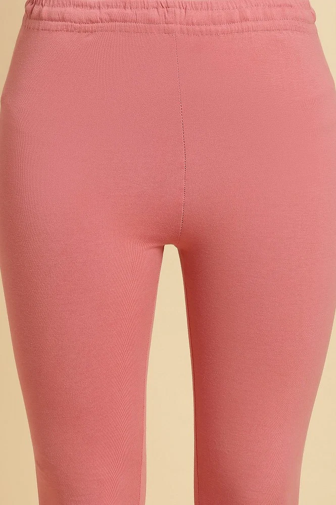 Cotton Ribbed Leggings - Rosé (Dusty Pink)