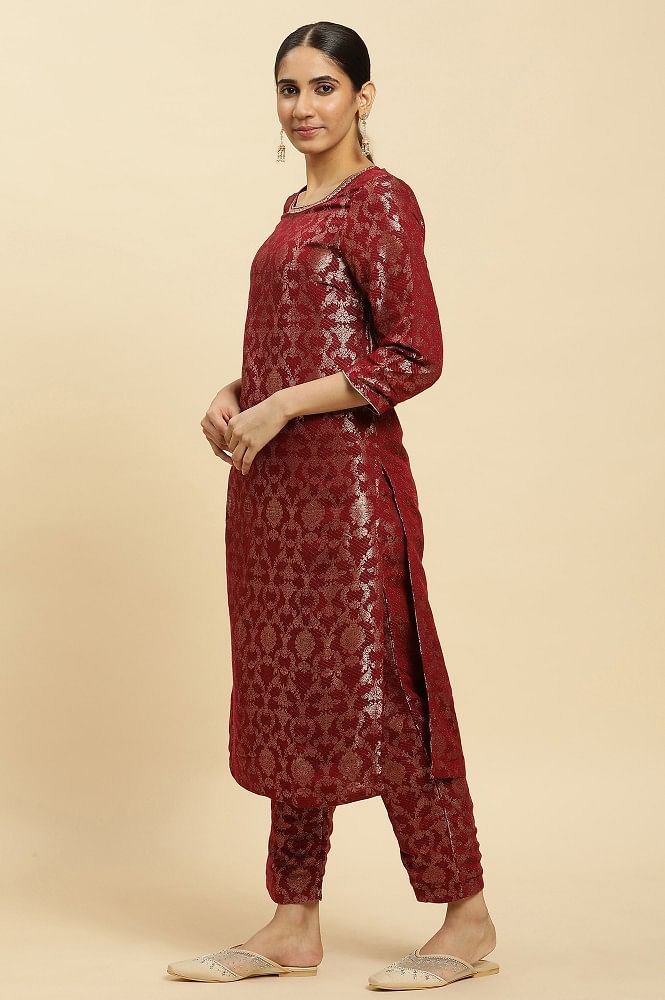 Discover 142+ maroon kurti with pant latest