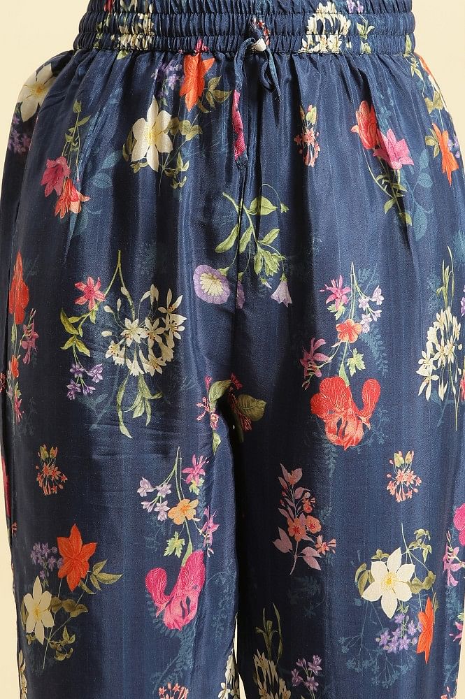 PDS by SNEHA Vintage Floral Print Cape Tunic With Pant | Blue, Floral,  Crepe, Asymmetric Neck, One Shoulder Ca… | Aza fashion, Vintage floral  print, Pants for women