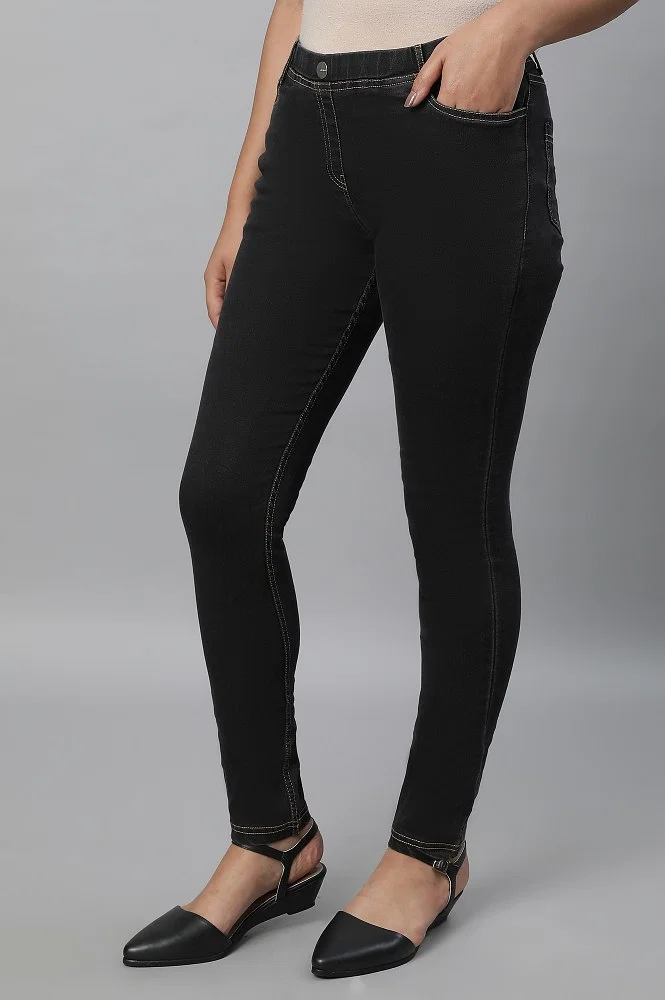 Black Womens Cotton Lycra High Waste Jegging, Casual Wear, Skinny Fit at Rs  340 in Surat