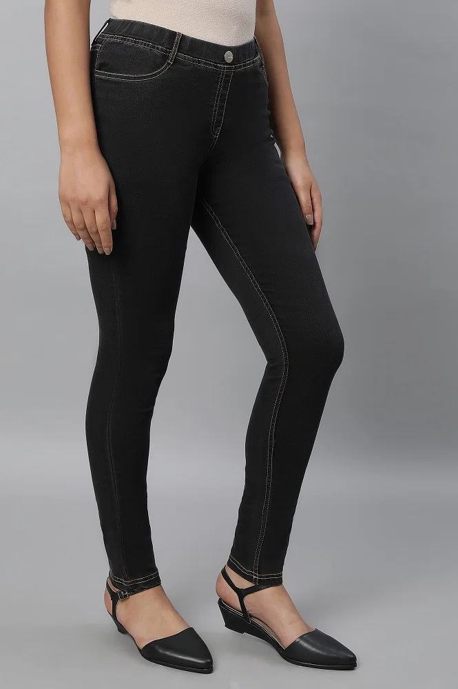 Black Womens Cotton Lycra High Waste Jegging, Casual Wear, Skinny Fit at Rs  340 in Surat