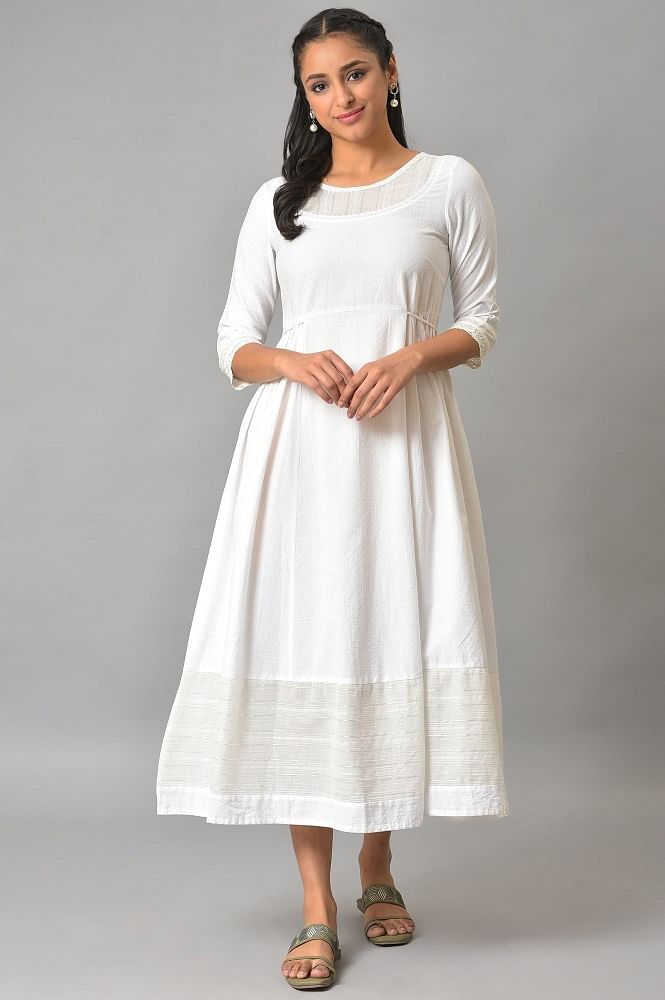 Gulbahar girls ethnic wear dress in white handwoven cotton silk – Love the  world today