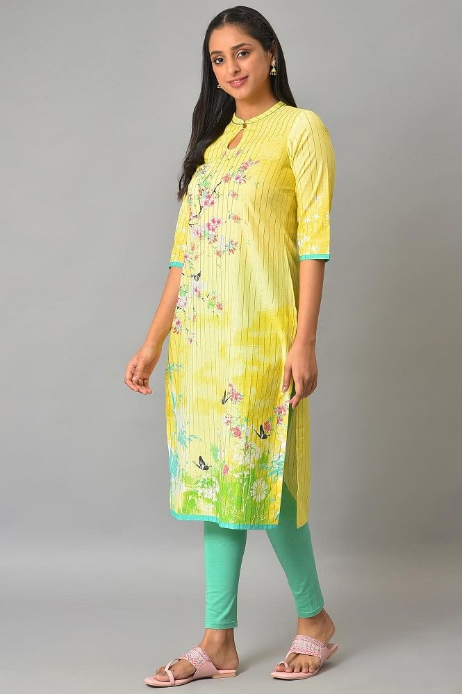 Buy Teen Girls Yellow Printed Viscose Rayon Kurta Work Wear Online at Best  Price | Cbazaar