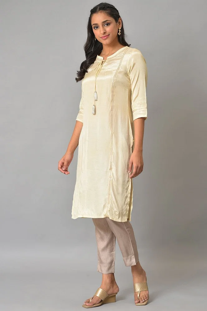 Aurelia Women's Viscose Kurti & Jegging (23FEAS30377-602408_White