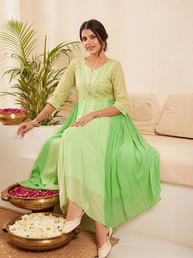 Green best sale ethnic dress