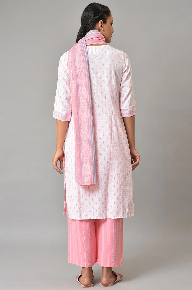 Buy Toodlegram Pink Based Lace Printed Plus Size Kurta And Pants (Set of 2)  online