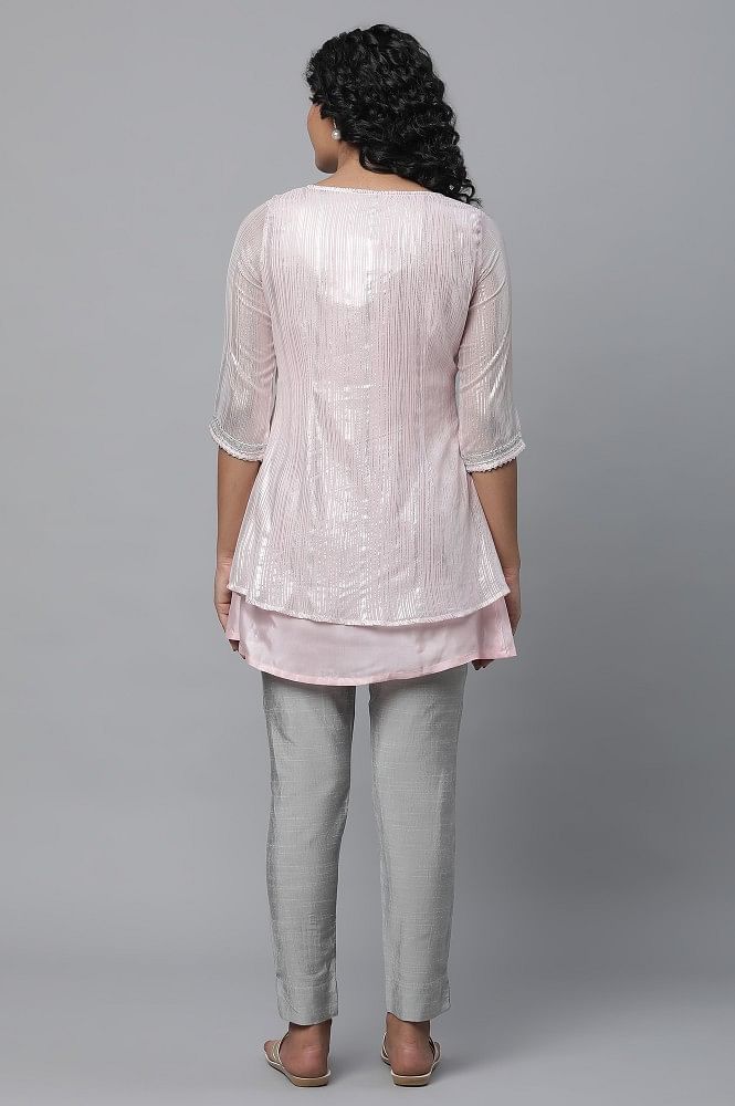 Buy Pink Short Kurta & Trousers Set Online - Aurelia