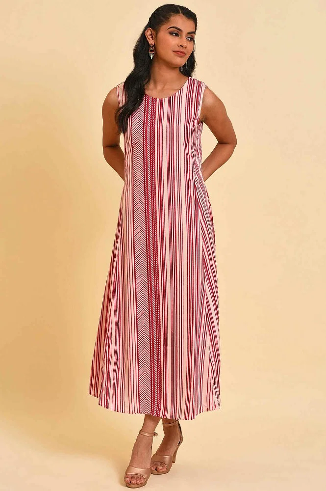 Buy Pink Floral Gillet & Striped Dress Set Online - Shop for W