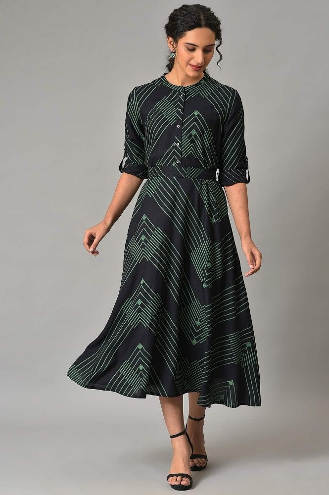 Zig Zag Printed Shirt Dress - LASTINCH