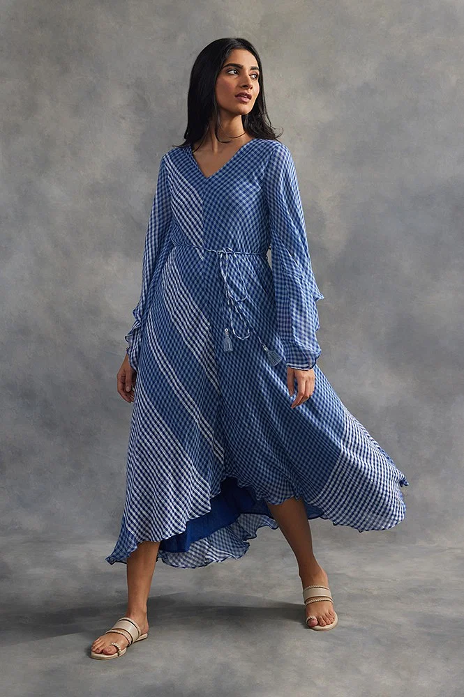 Blue fluid midi dress