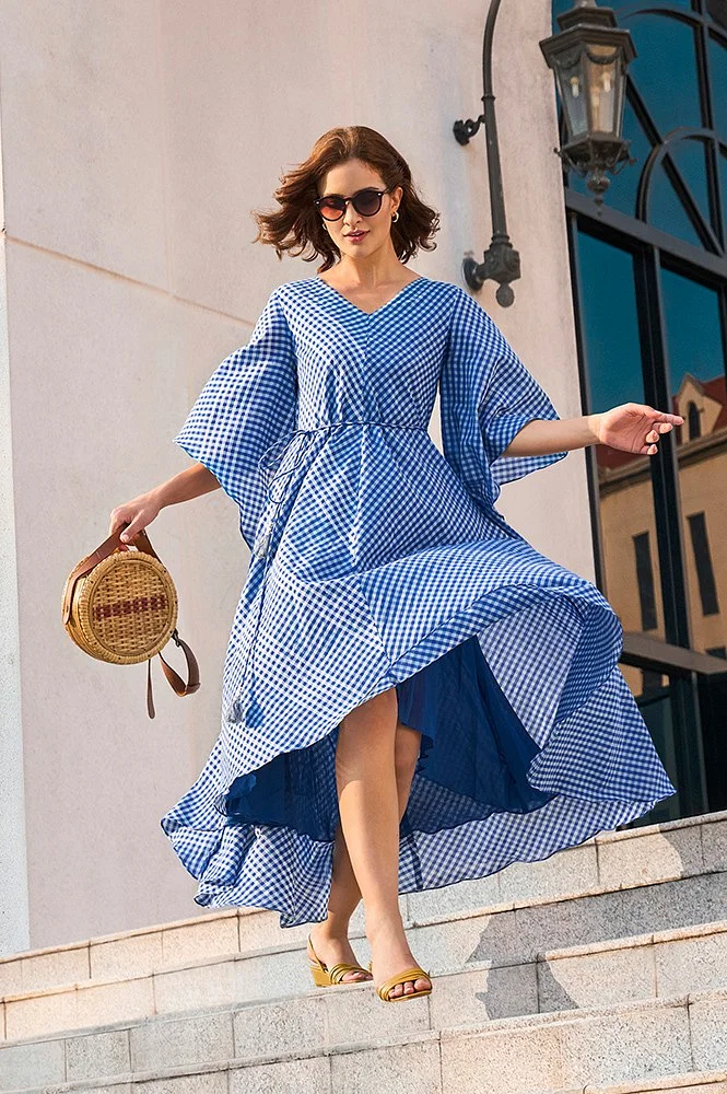 Blue fluid midi dress