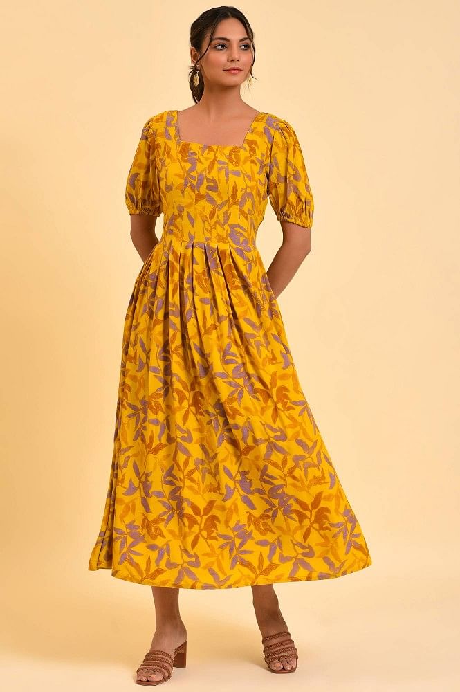 Vintage 60s/70s Yellow Cottagecore Maxi Dress – M → Hotbox Vintage