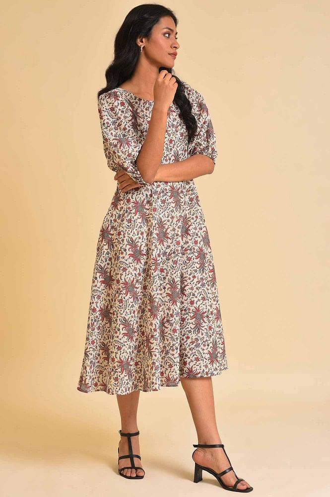 Maggy London Floral Print Poplin Short Sleeve Midi Dress | Dillard's