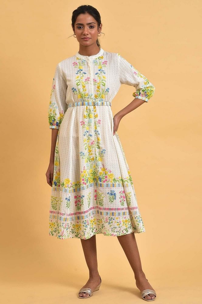 White Floral Floral Babydoll Dress for Women Chiffon Cute Flowy Summer –  Lookbook Store