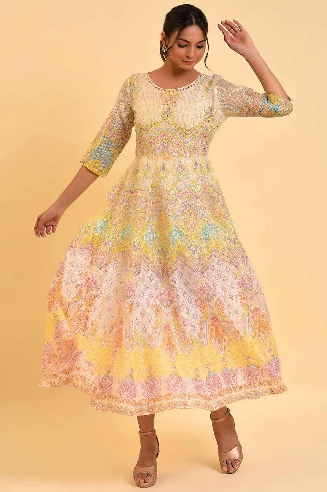Jaipur Kurti Women OffWhite Printed Layered Maxi Dress Price in India  Full Specifications  Offers  DTashioncom