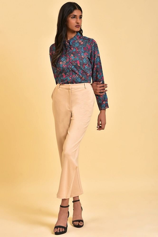 Brown & Black Copper Silk Floral Printed Trousers Design by MOH India at  Pernia's Pop Up Shop 2024