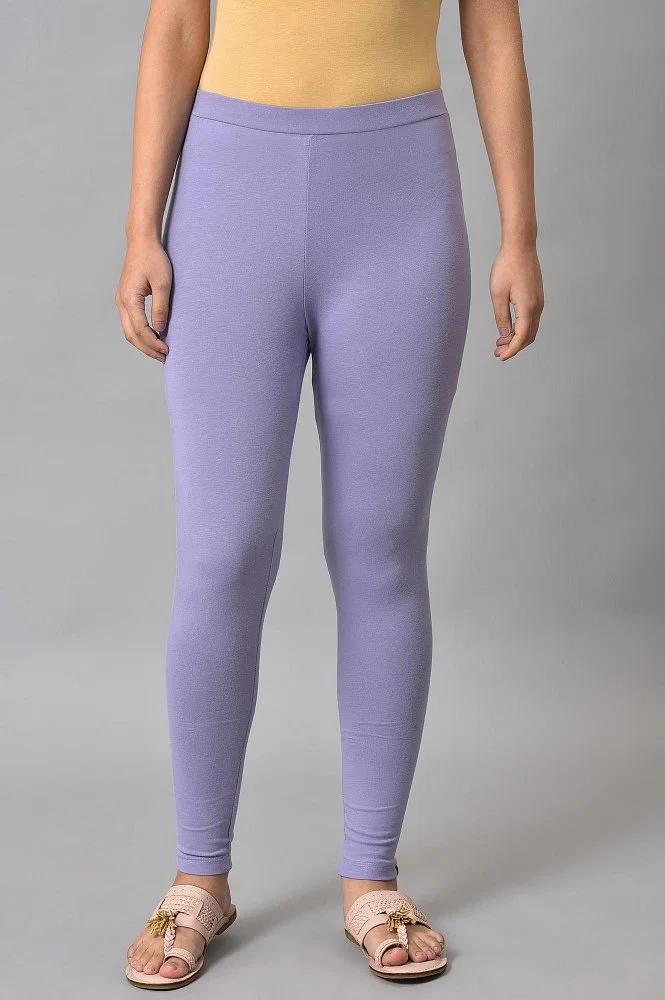 Buy Light Lilac Cotton Jersey Tights Online - W for Woman