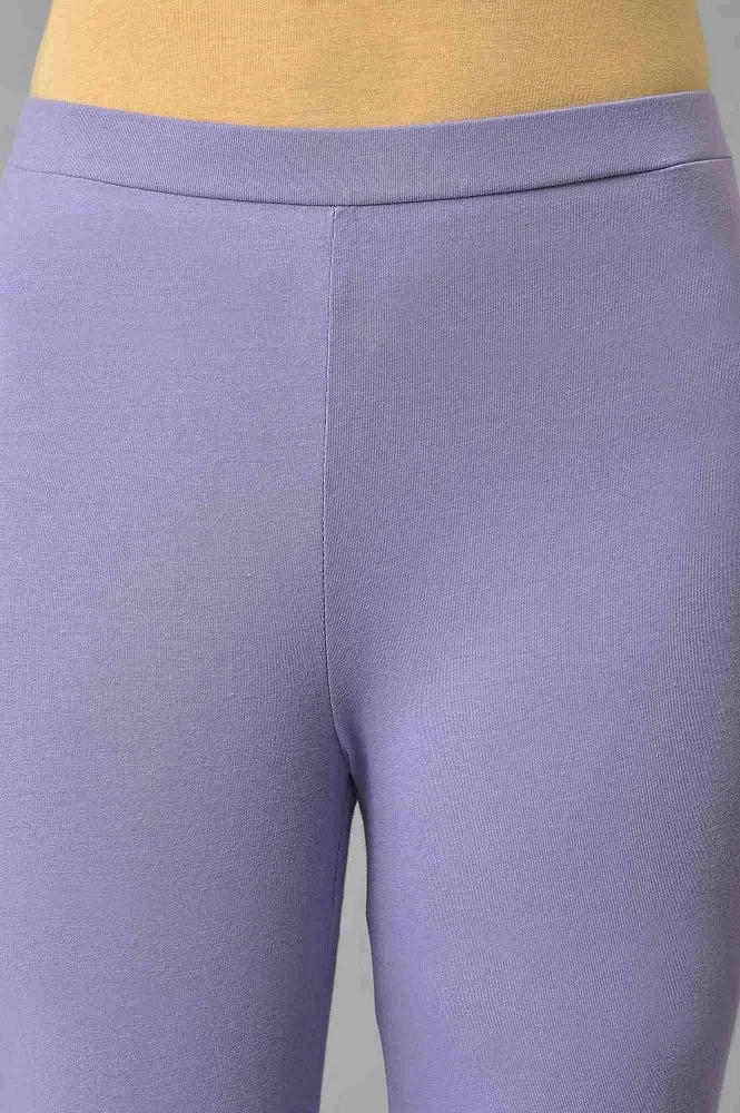 Buy STOP Lilac Fitted Full Length Cotton Lycra Women's Leggings