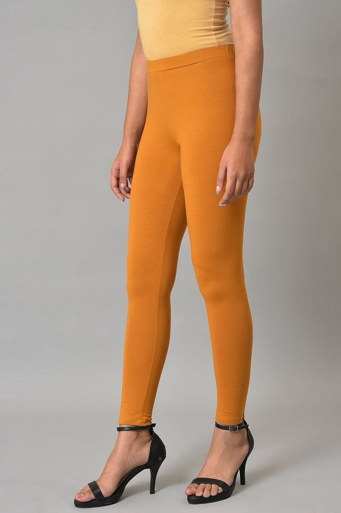 Women's Cotton Lycra Yellow Full length legging – Sand Grouse