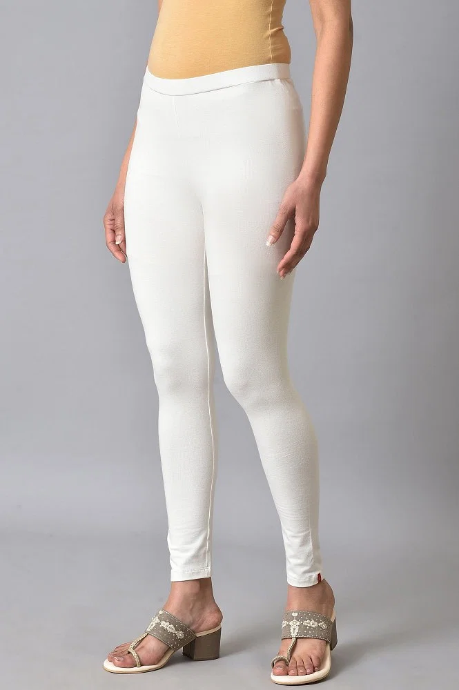 Buy White Cotton Jersey Tights Online - W for Woman
