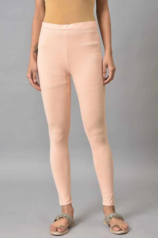Women Peach Cotton Lycra Leggings, Casual Wear, Slim Fit at Rs 95