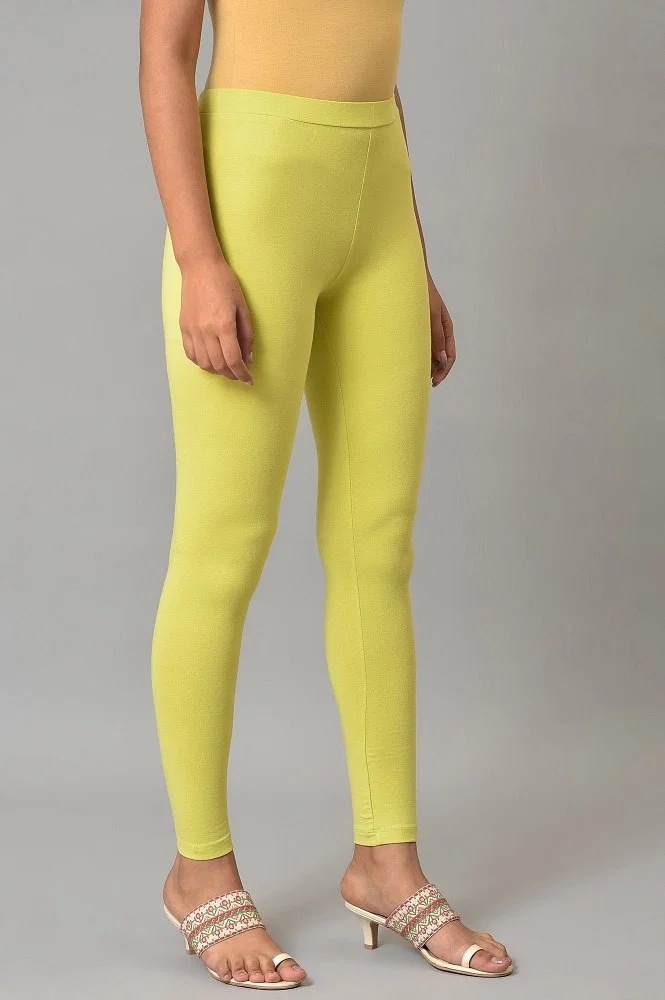 Buy Green Cotton Jersey Tights Online - W for Woman