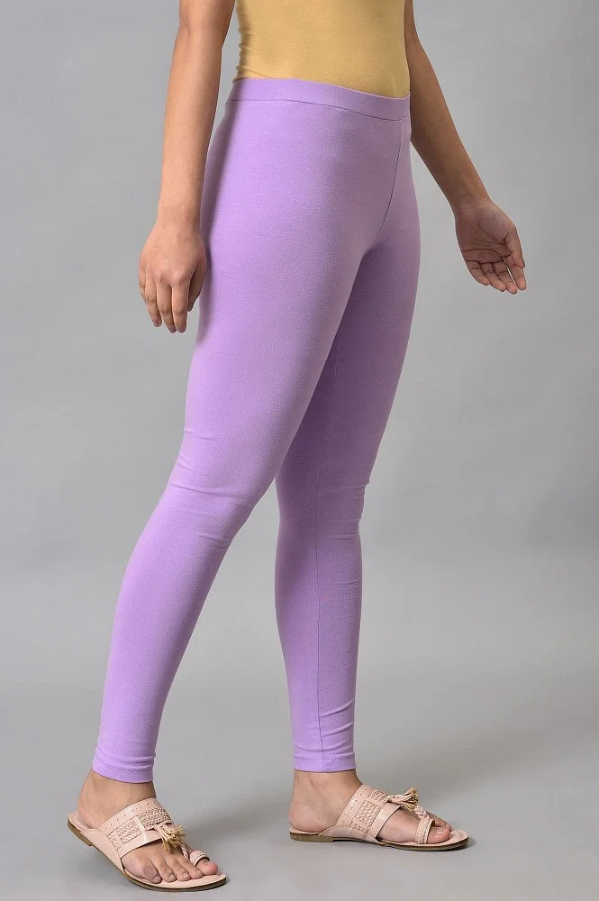 Buy Light Lilac Cotton Jersey Tights Online - W for Woman