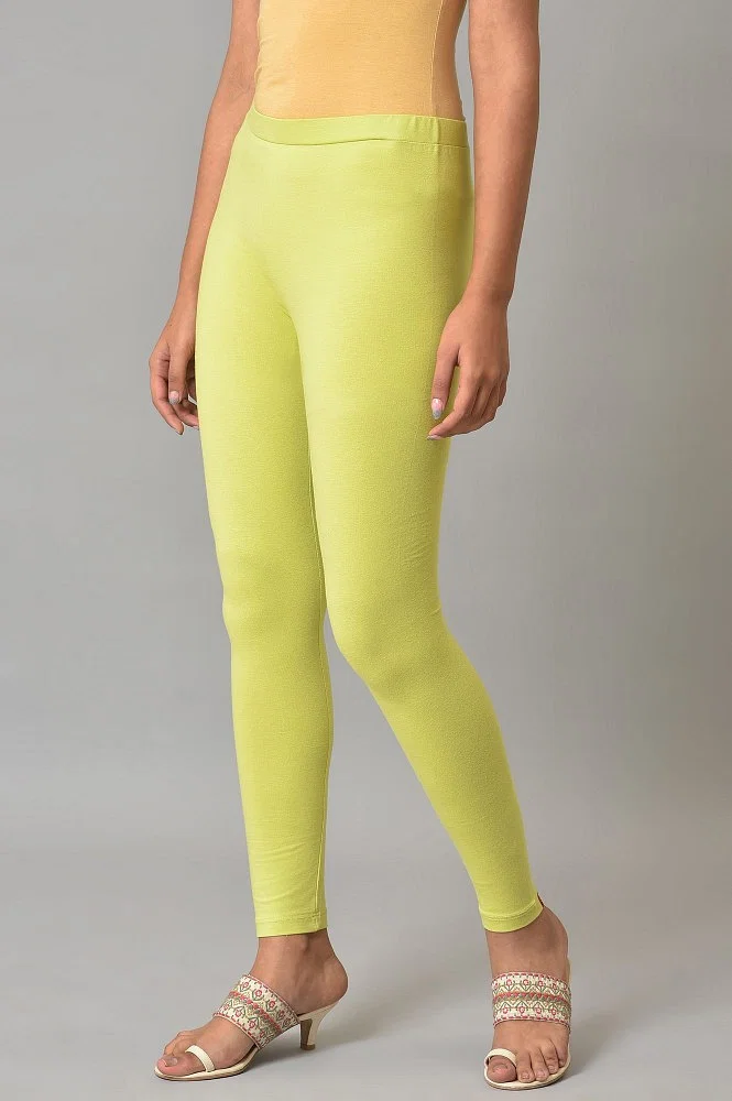 Celery Green Cotton Jersey Tights
